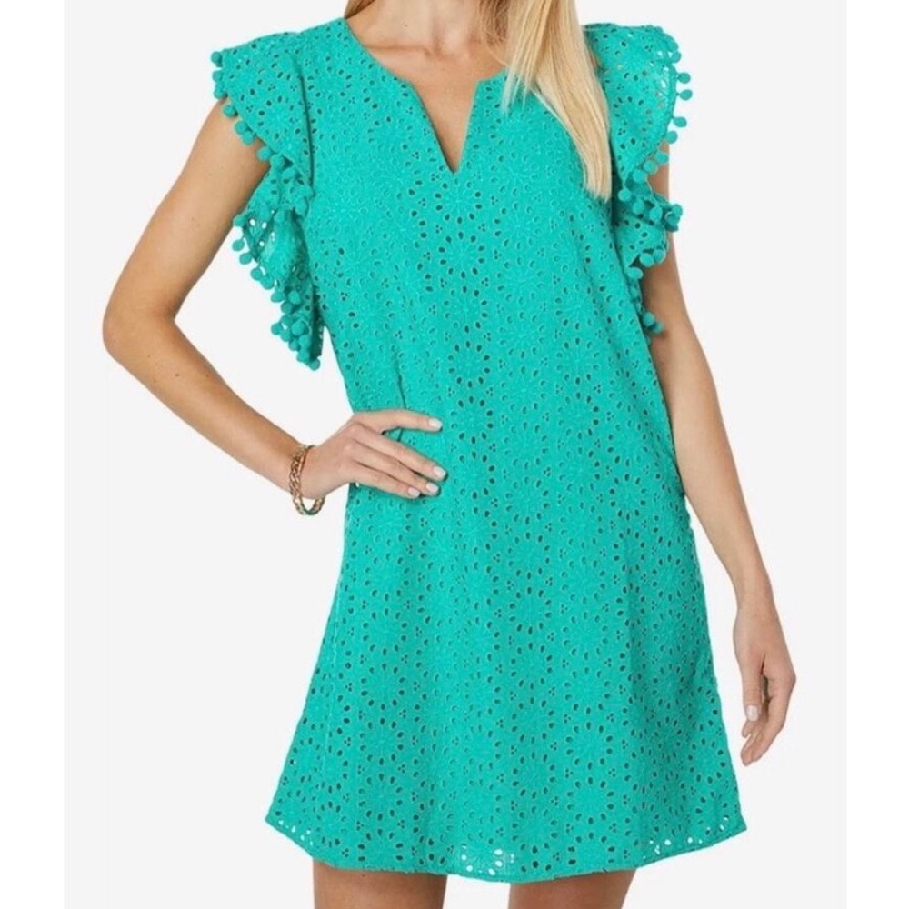 Lilly Pulitzer - Astara Flutter Sleeve Dress - Neon Sunburst Eyelet - XS NWT
